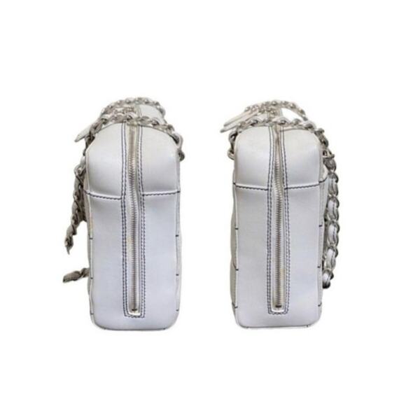 Authentic CHANEL CC Wild Stitch Chocolate Bar Chain Tote Shoulder Bag White Gold - Picture 10 of 15